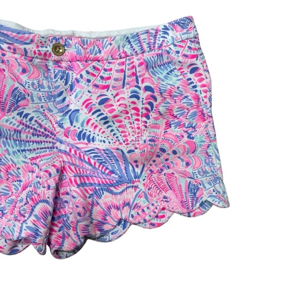 Lilly Pulitzer Buttercup Knit Scalloped Hem Shorts Raz Berry Sea You Soon Sz 14 - Picture 3 of 8